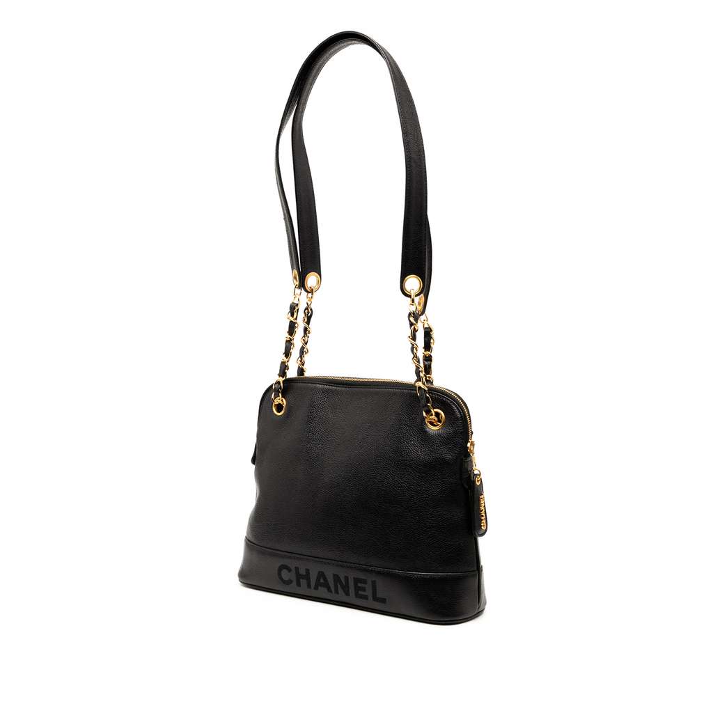 Chanel Caviar Logo Chain Shoulder Bag - 2