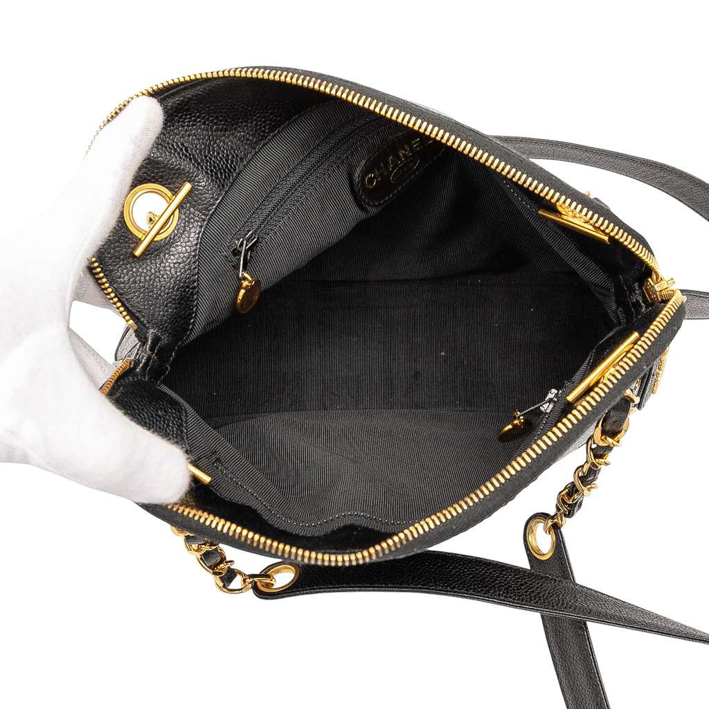 Chanel Caviar Logo Chain Shoulder Bag - 4