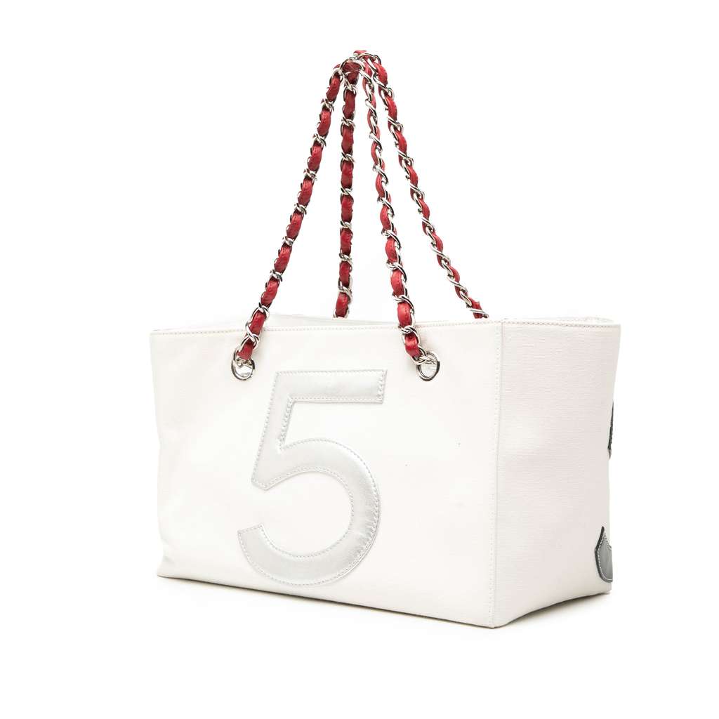 Chanel CC Canvas and Metallic Lambskin No. 5 Shopping Tote - 2