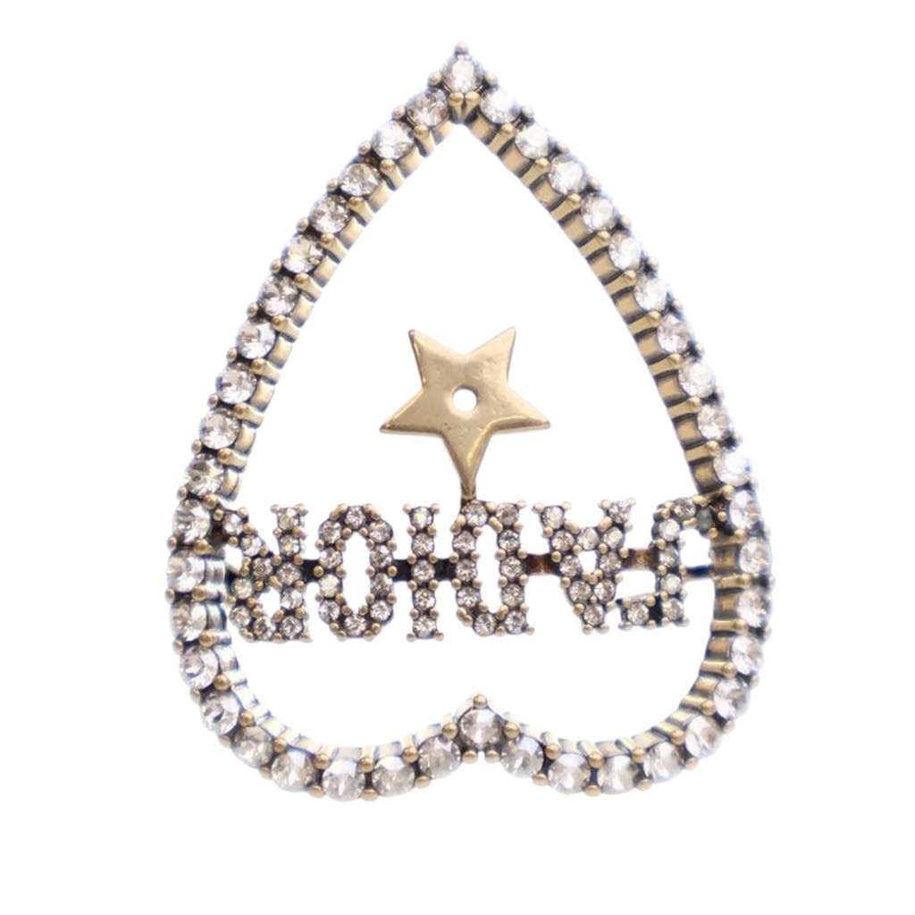 Dior Gold Plated Crystal JAdior Heart Brooch - 3