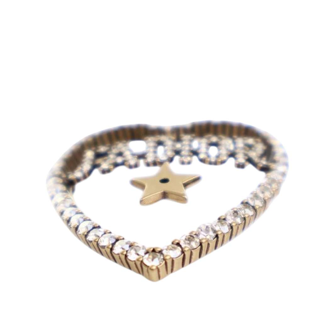 Dior Gold Plated Crystal JAdior Heart Brooch - 4