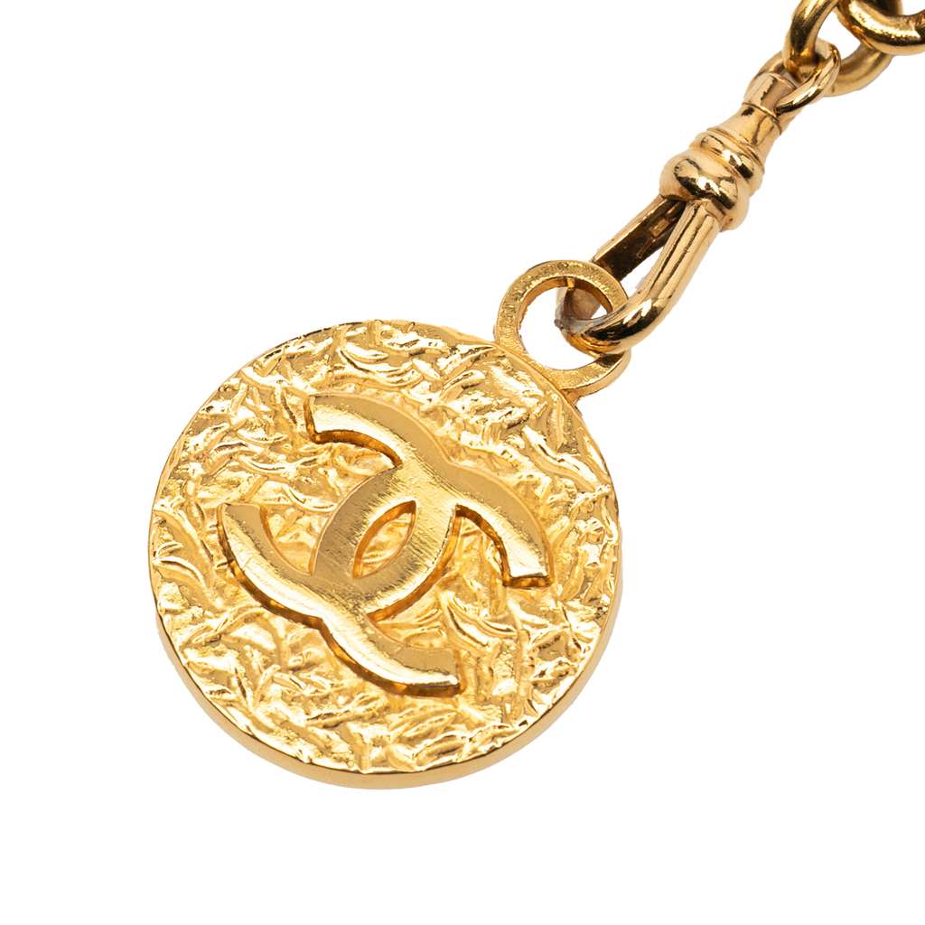 Chanel Gold Plated Leather Woven Medallion Chain Belt - 2