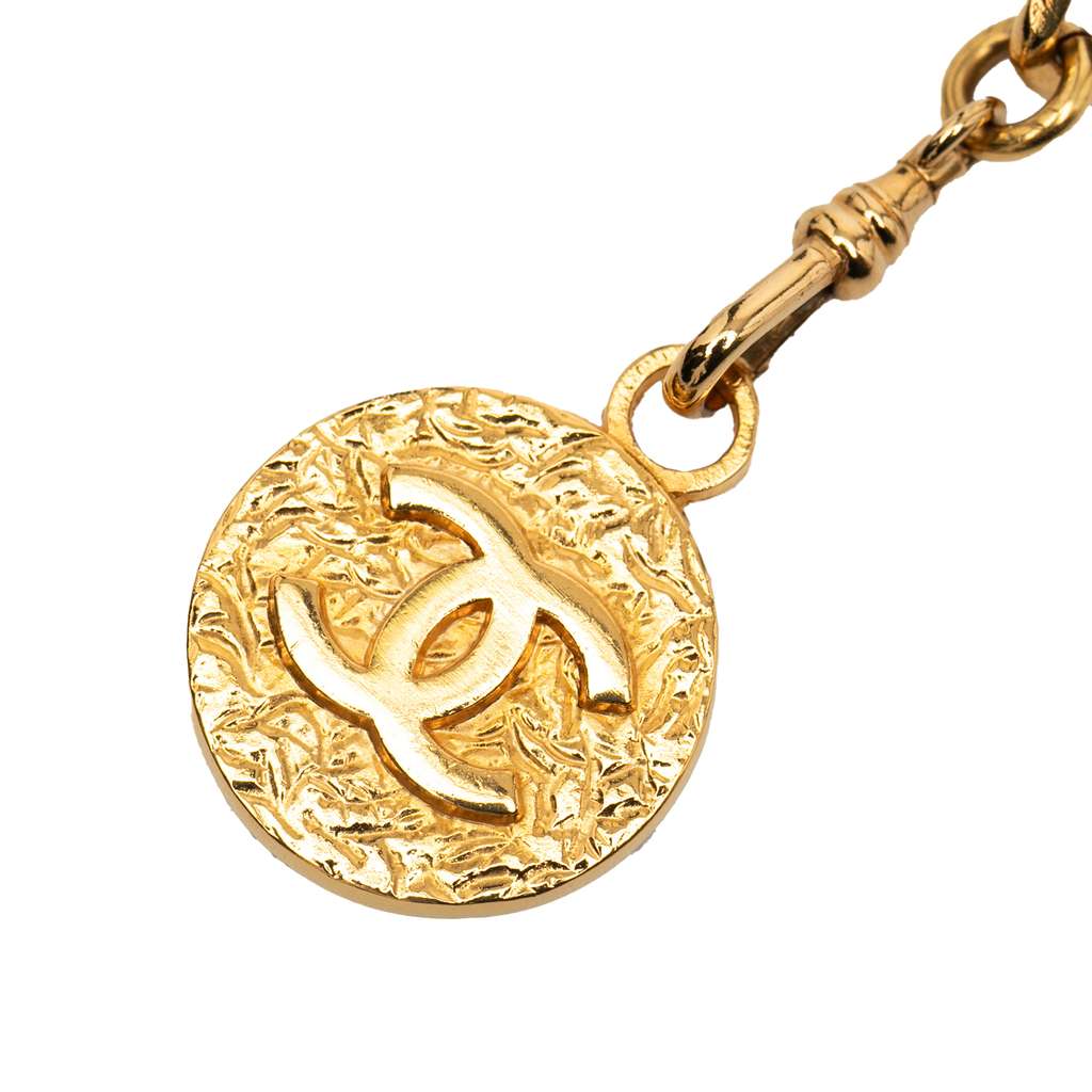 Chanel Gold Plated Leather Woven Medallion Chain Belt - 3