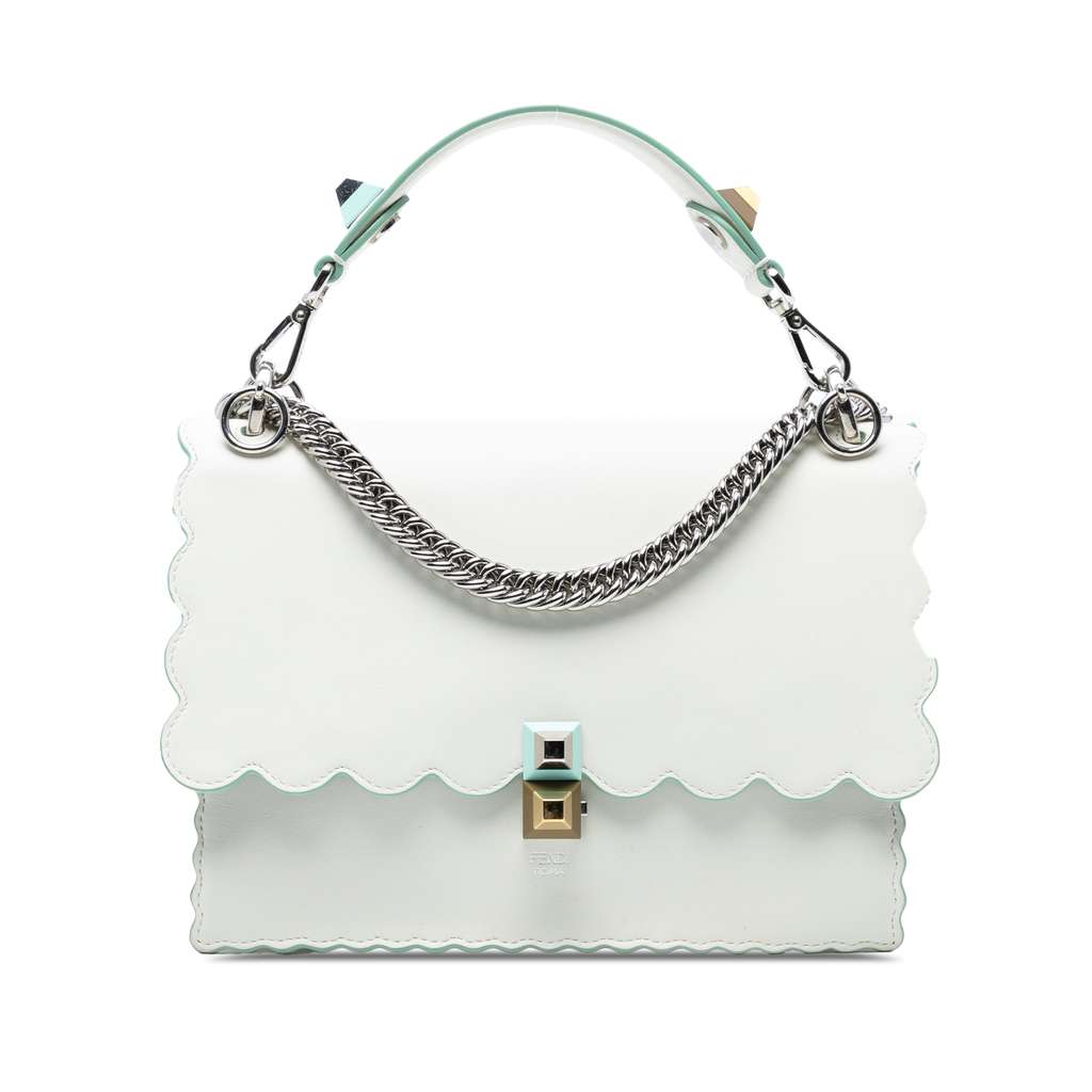 Fendi Medium Scalloped Leather Studded Kan I Satchel