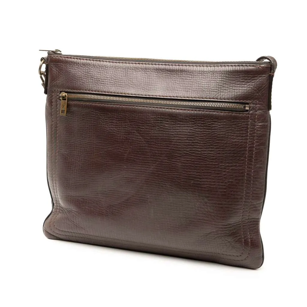 Louis Vuitton Utah Sac Plat Messenger Brown Leather Very good - Back View