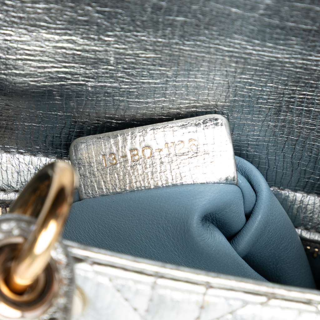 Dior Mini Metallic Crinkled Calfskin Cannage Lady Dior - 5