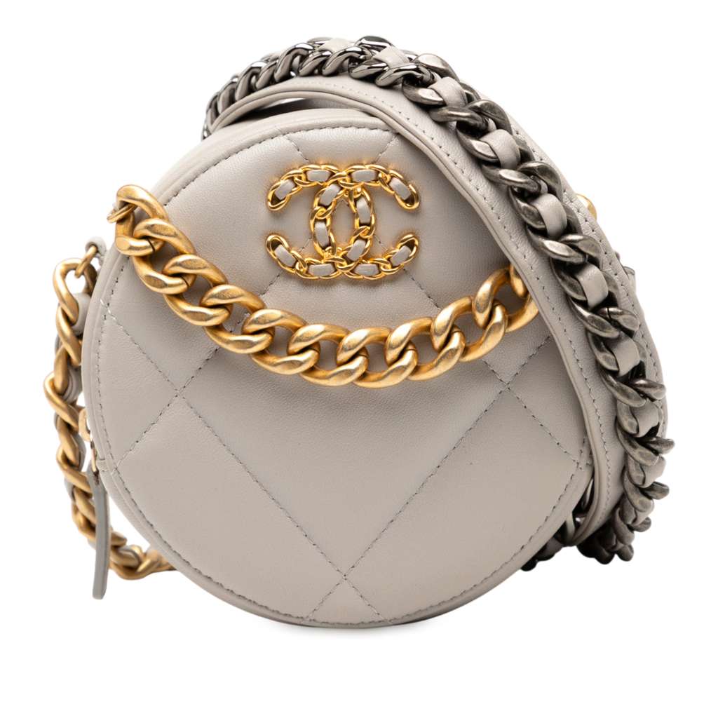 Chanel Lambskin 19 Round Clutch with Chain
