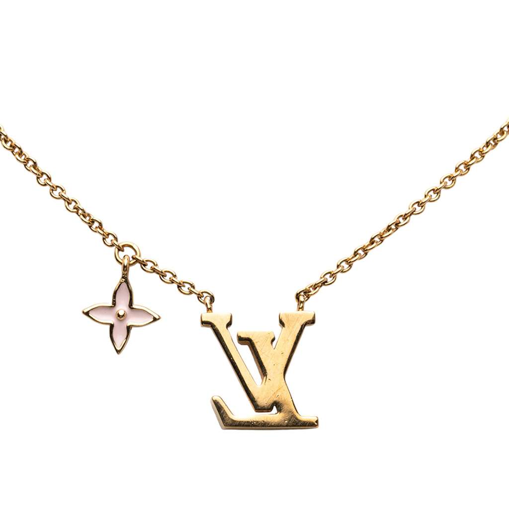 Louis Vuitton Gold Plated Enamel LV Iconic Pendant Necklace - 2