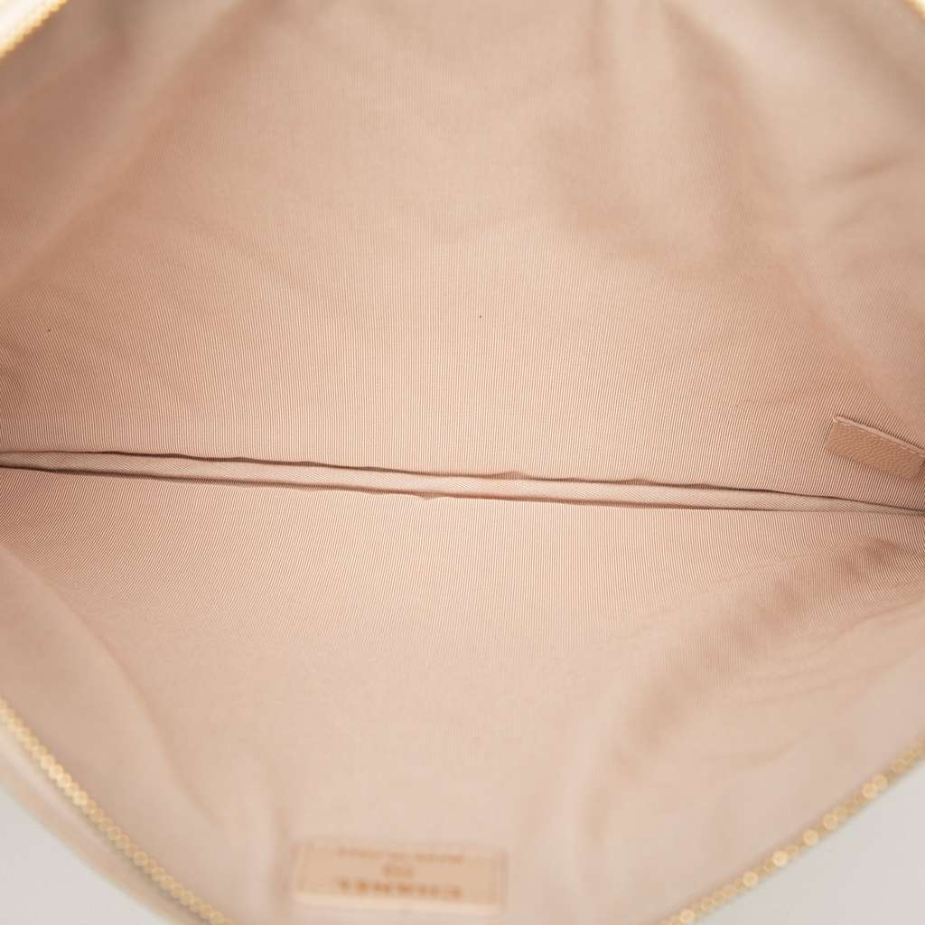 Chanel Large Quilted Caviar Chevron O Case Zip Pouch - 4