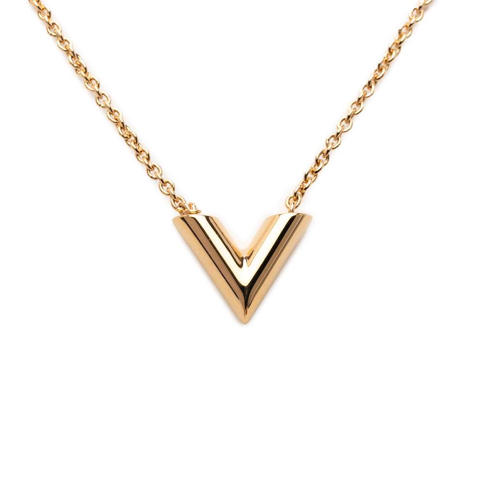 Louis Vuitton Gold Plated Essential V Necklace