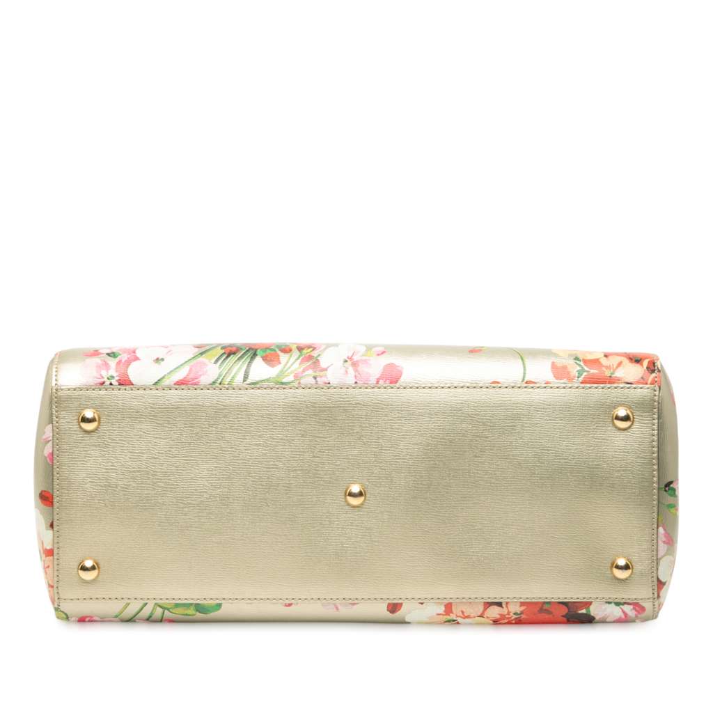 Gucci Medium Calfskin Blooms Bamboo Shopper Satchel - 3