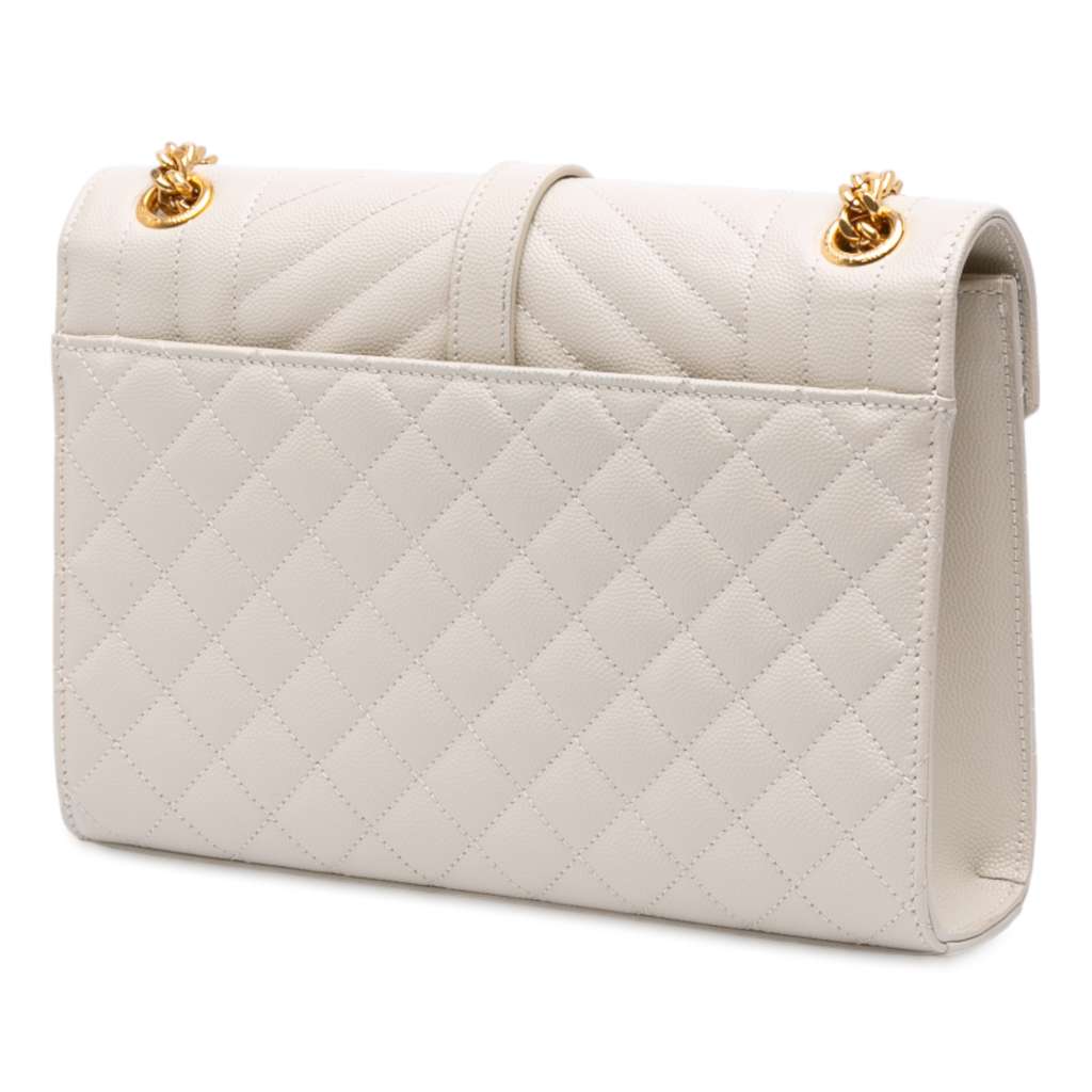 Saint Laurent Medium Grain De Poudre Triquilt Monogram Envelope Bag - 2