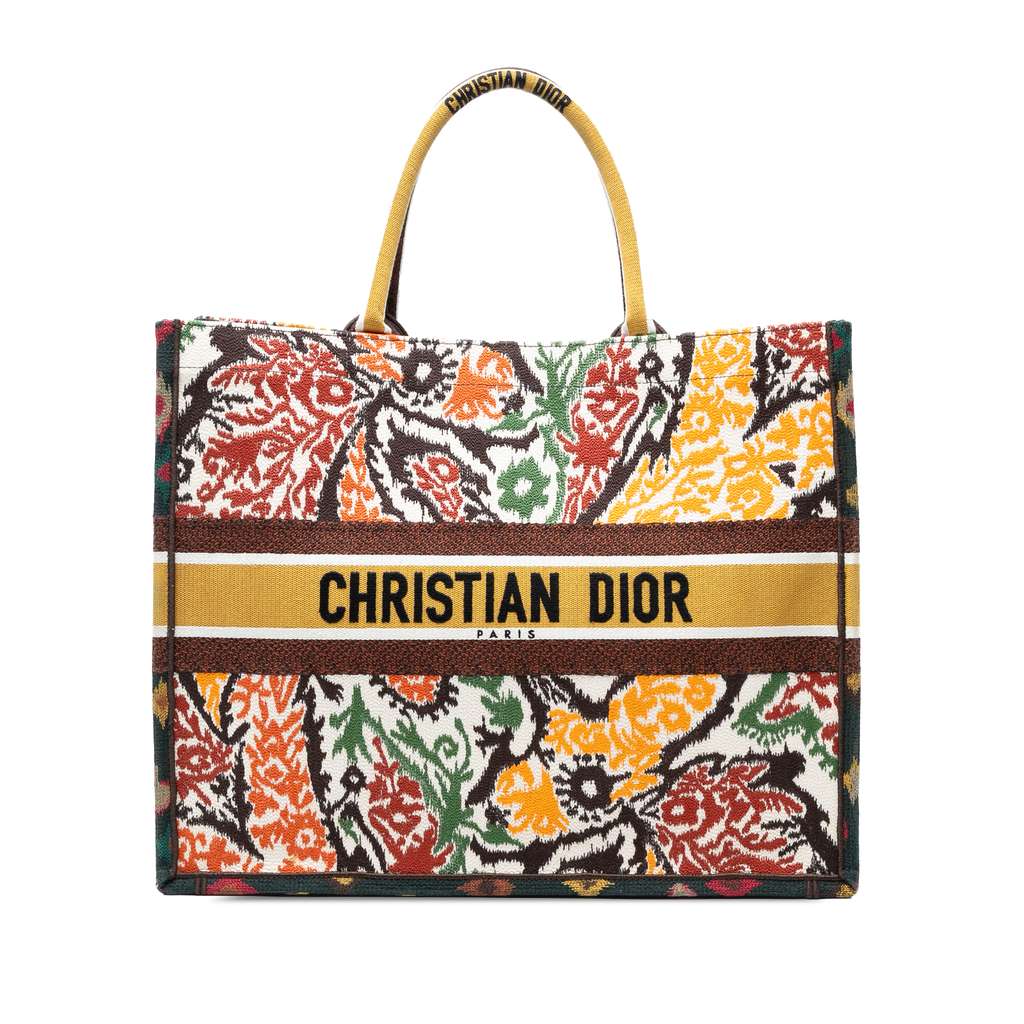 Dior Large Embroidered Canvas Paisley Book Tote