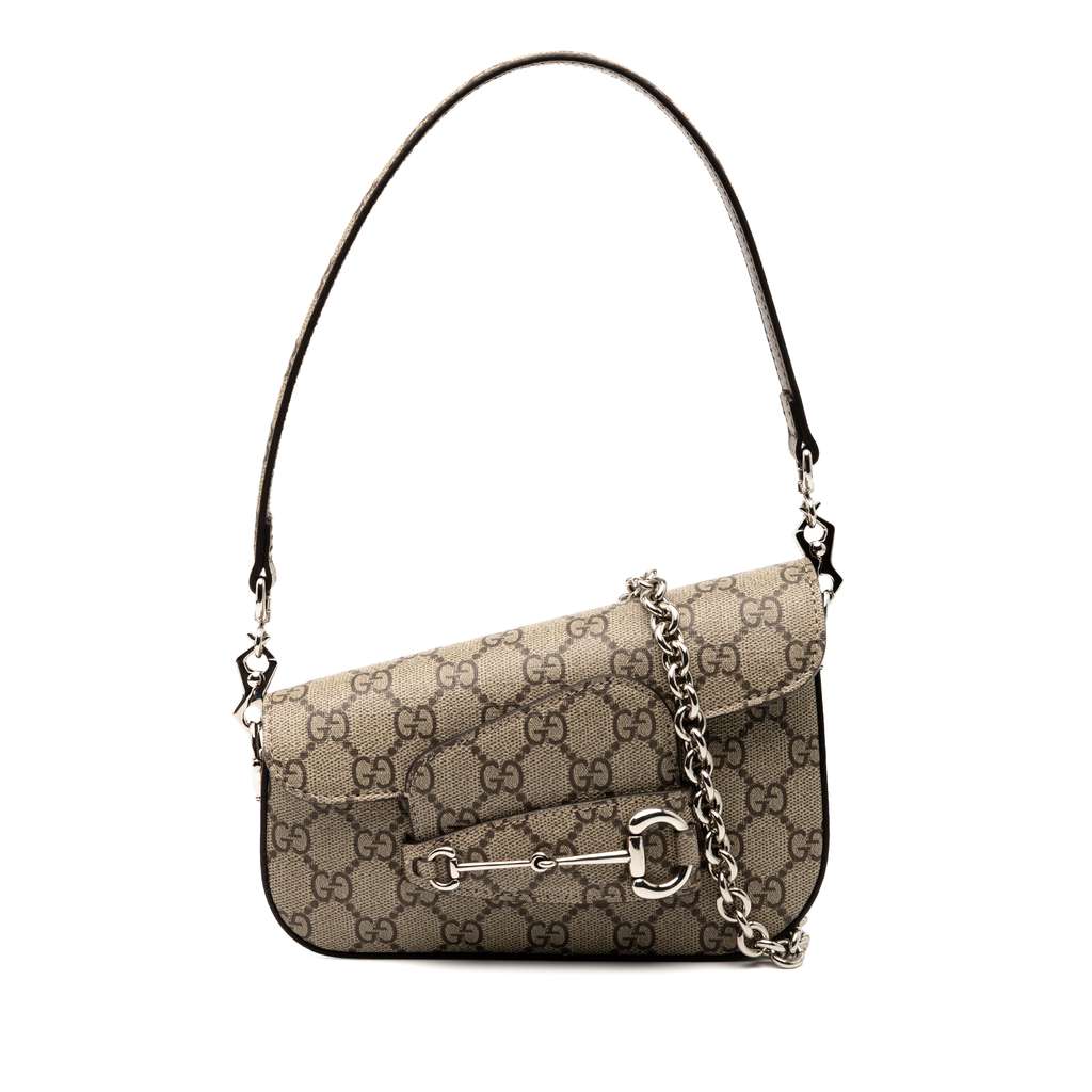 Gucci Mini GG Supreme Asymmetric Horsebit 1955 Shoulder Bag