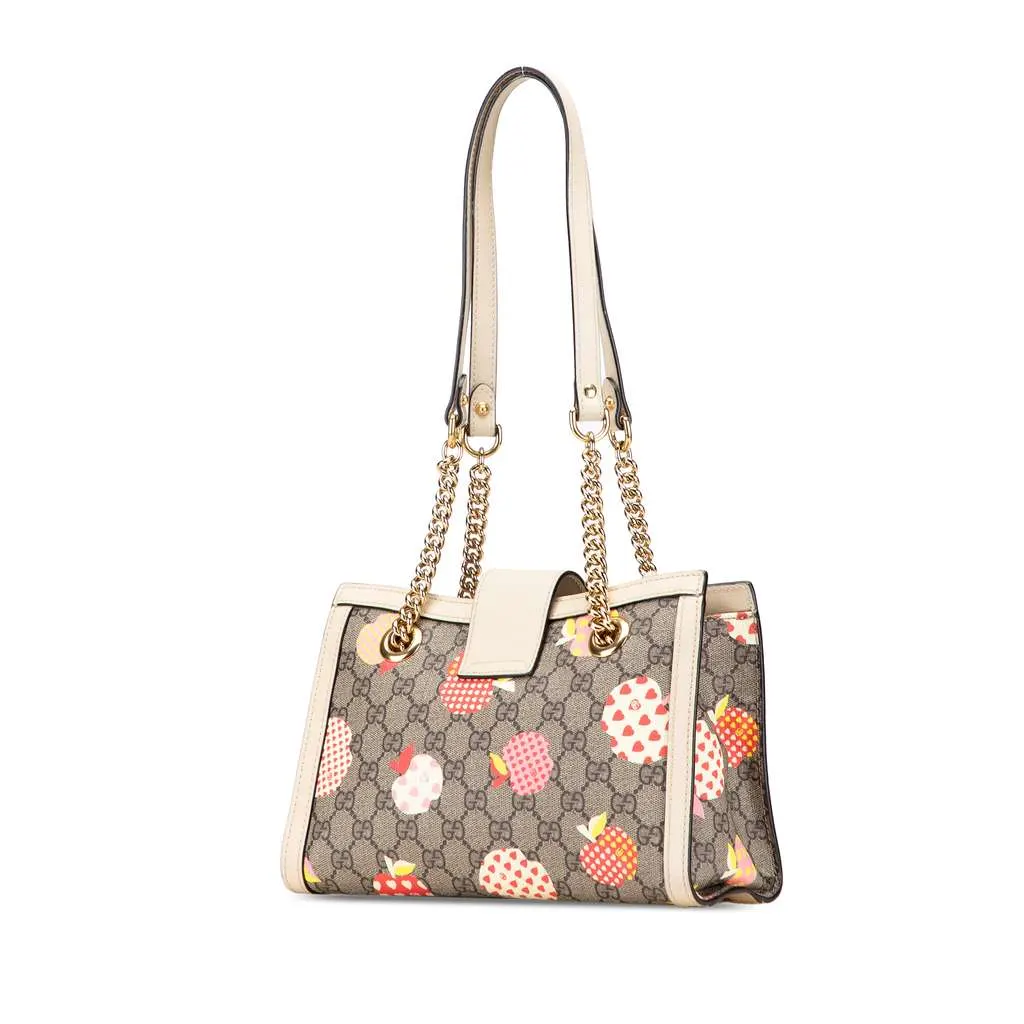 Gucci Small GG Supreme Apple Heart Padlock Tote Brown Canvas Very good - Back View
