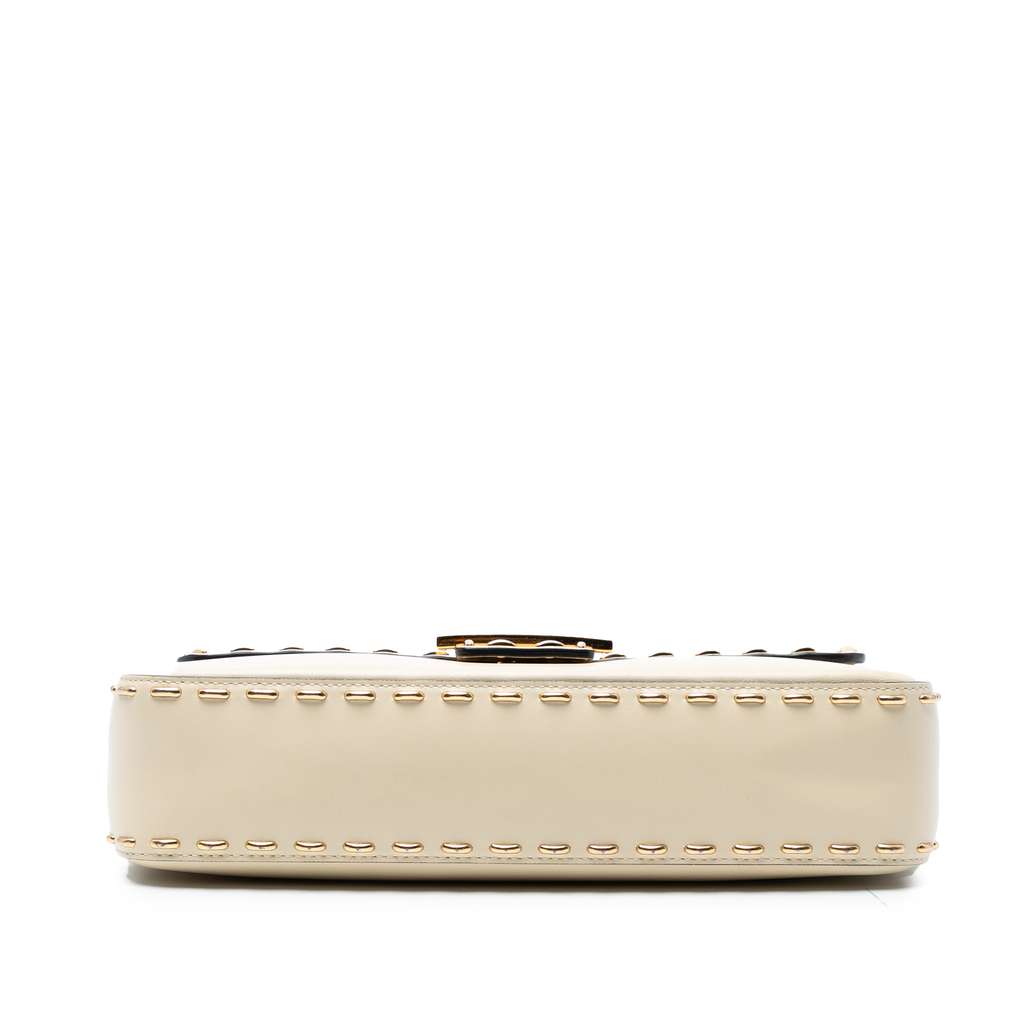 Fendi Leather Metal Stitch Baguette Satchel - 3