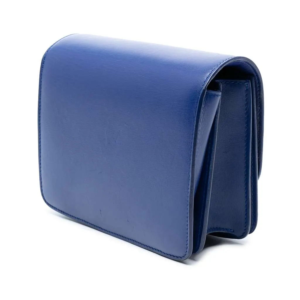 Celine Small Calfskin Classic Box Blue Leather Good - Back View