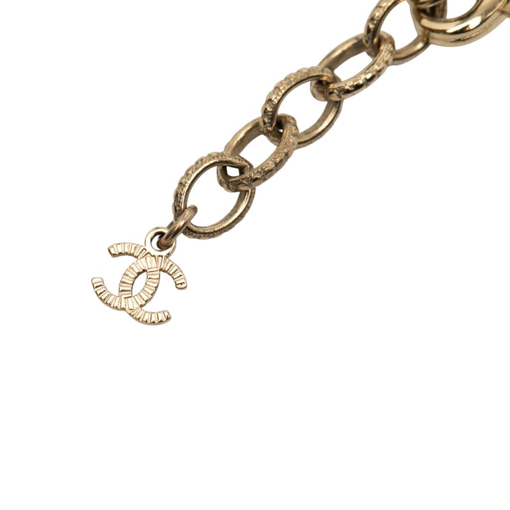 Chanel Gold Plated Faux Pearl CC Round Pendant Necklace - 2