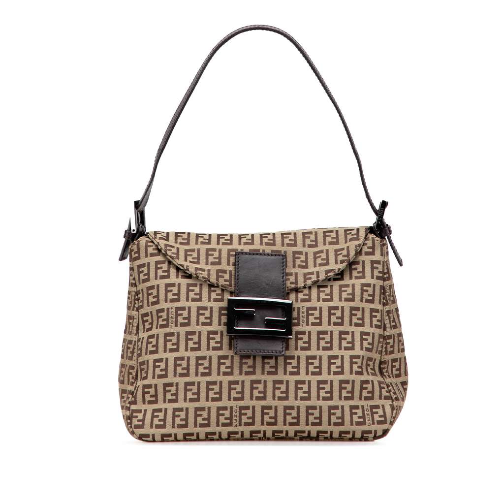 Fendi Zucchino Canvas Double Flap Mamma