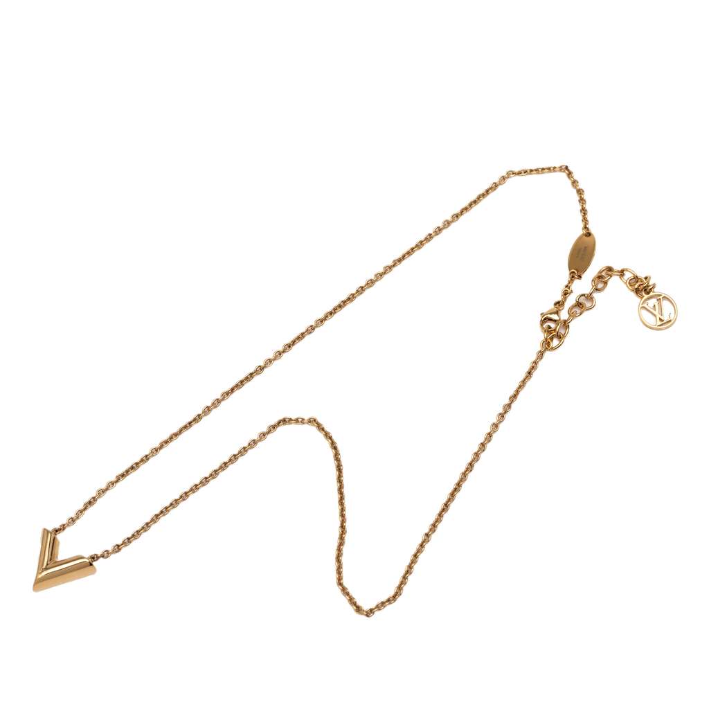 Louis Vuitton Gold Plated Essential V Necklace - 2