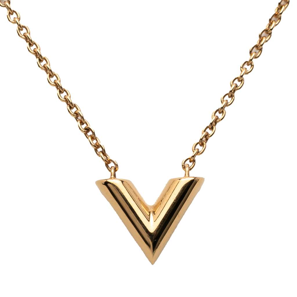 Louis Vuitton Gold Plated Essential V Necklace - 3