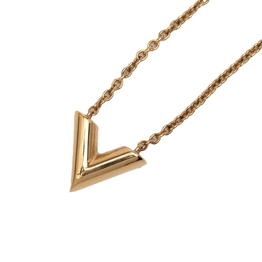 Louis Vuitton Gold Plated Essential V Necklace - 4