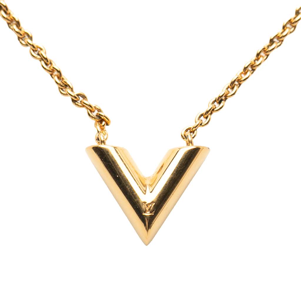 Louis Vuitton Gold Plated Essential V Necklace
