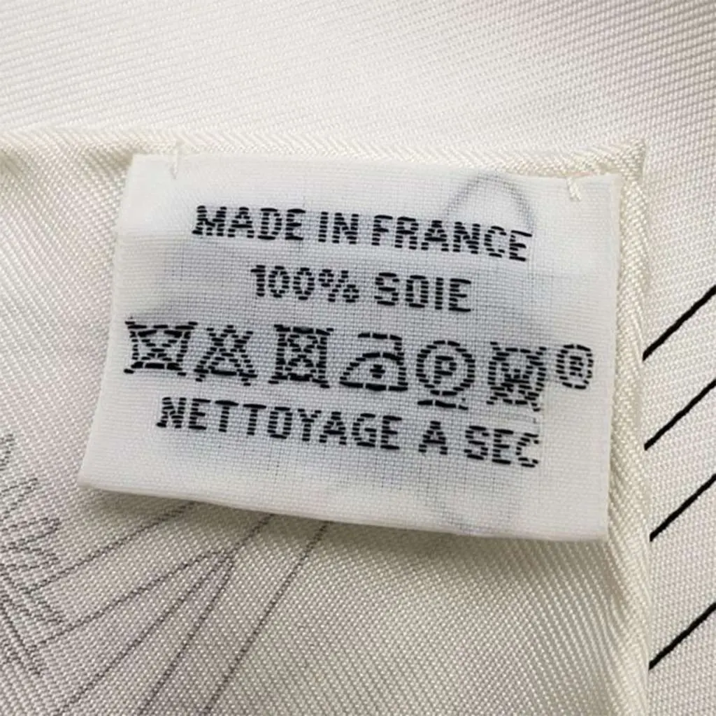 Hermès Flagship Silk Scarf 90 Grey Silk Good - Back View