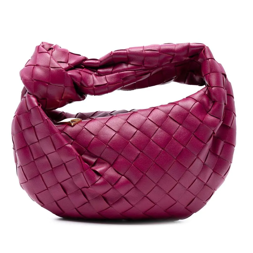 Bottega Veneta Mini Nappa Intrecciato Jodie Pink Leather Good - Front View