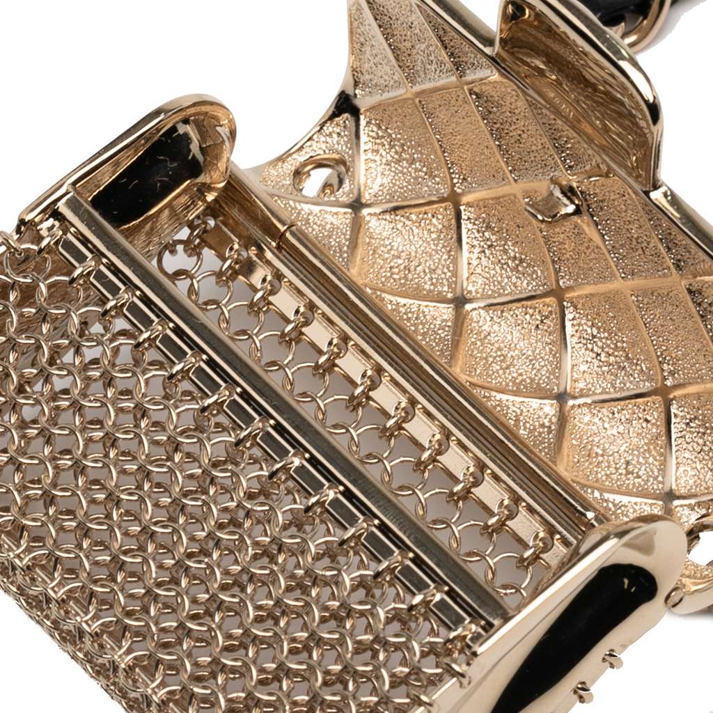 Chanel Gold Plated CC Quilted Flap Bag Pendant Necklace - 3