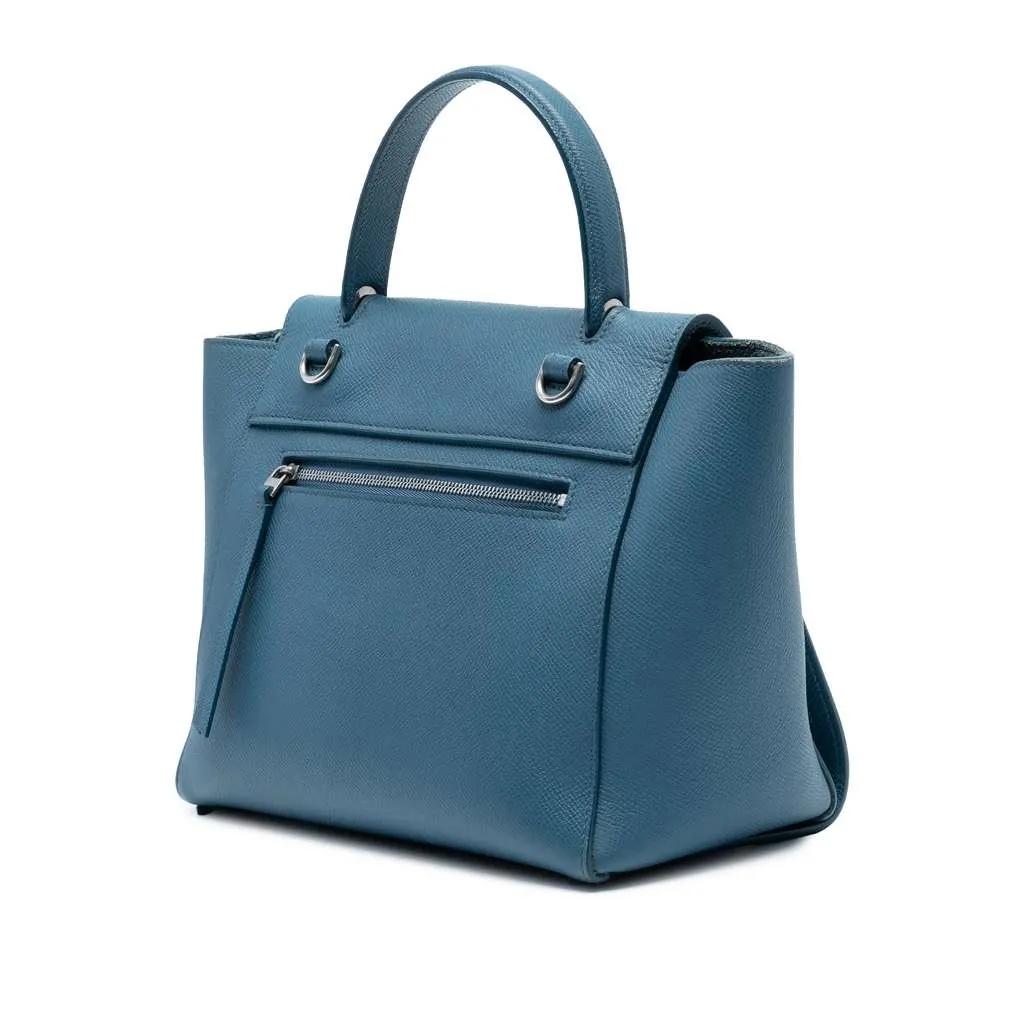 Celine Micro Grained Calfskin Belt Bag Blue Leather Very good - Back View