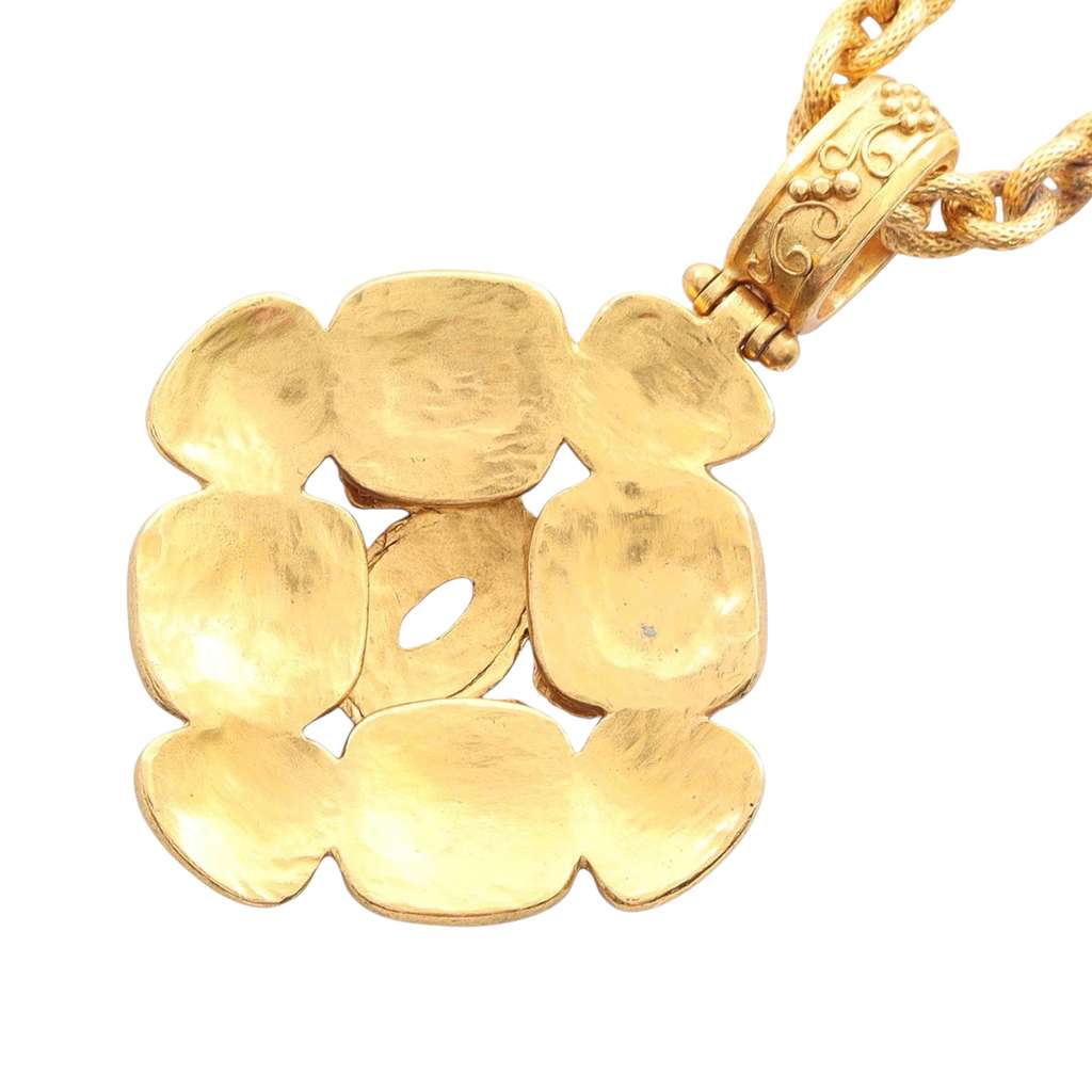 Chanel CC Gold Plated Arabesque Clover Pendant Necklace - 3