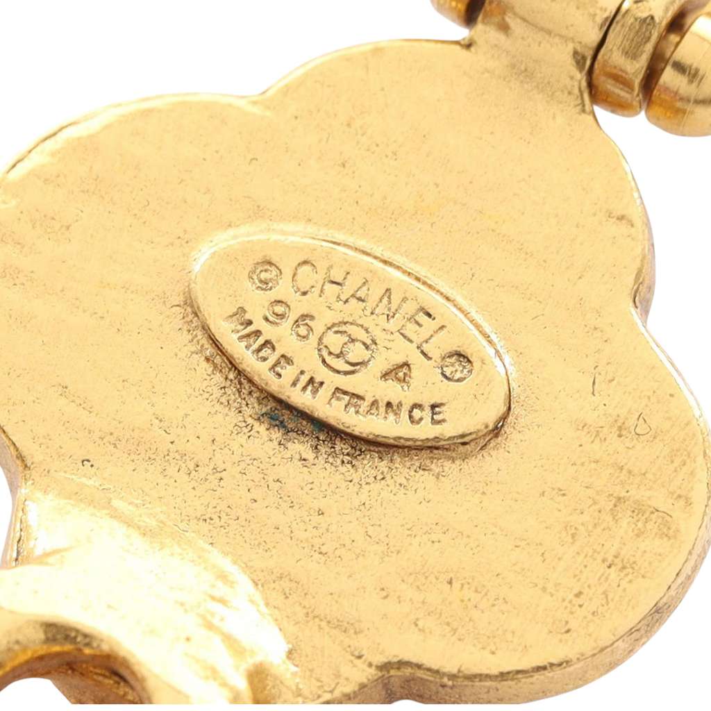 Chanel CC Gold Plated Arabesque Clover Pendant Necklace - 4