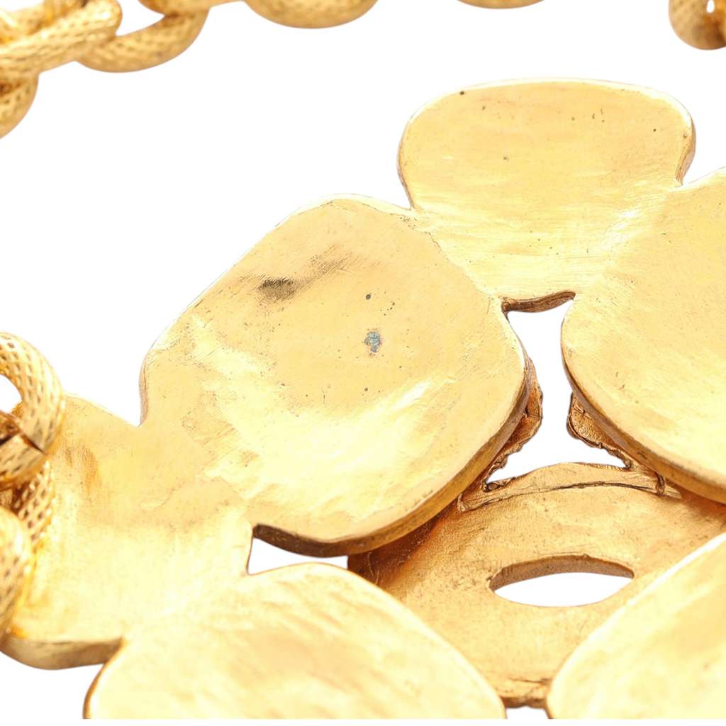 Chanel CC Gold Plated Arabesque Clover Pendant Necklace - 5