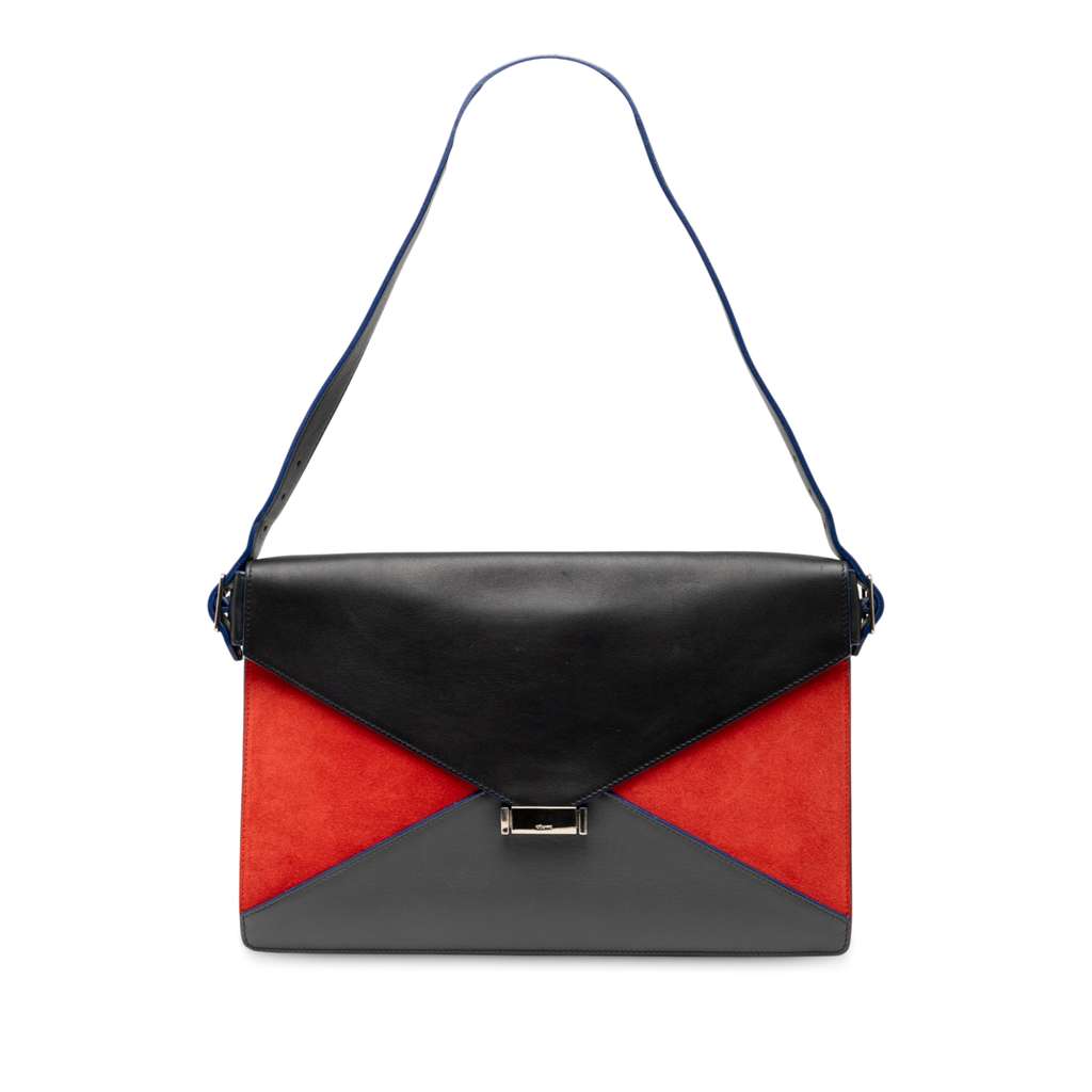 Celine Tricolor Calfskin and Suede Diamond Shoulder Bag