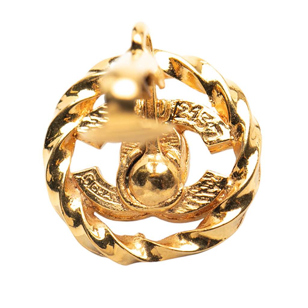 Chanel Gold Plated CC Rhinestones Clip On Earrings - 4