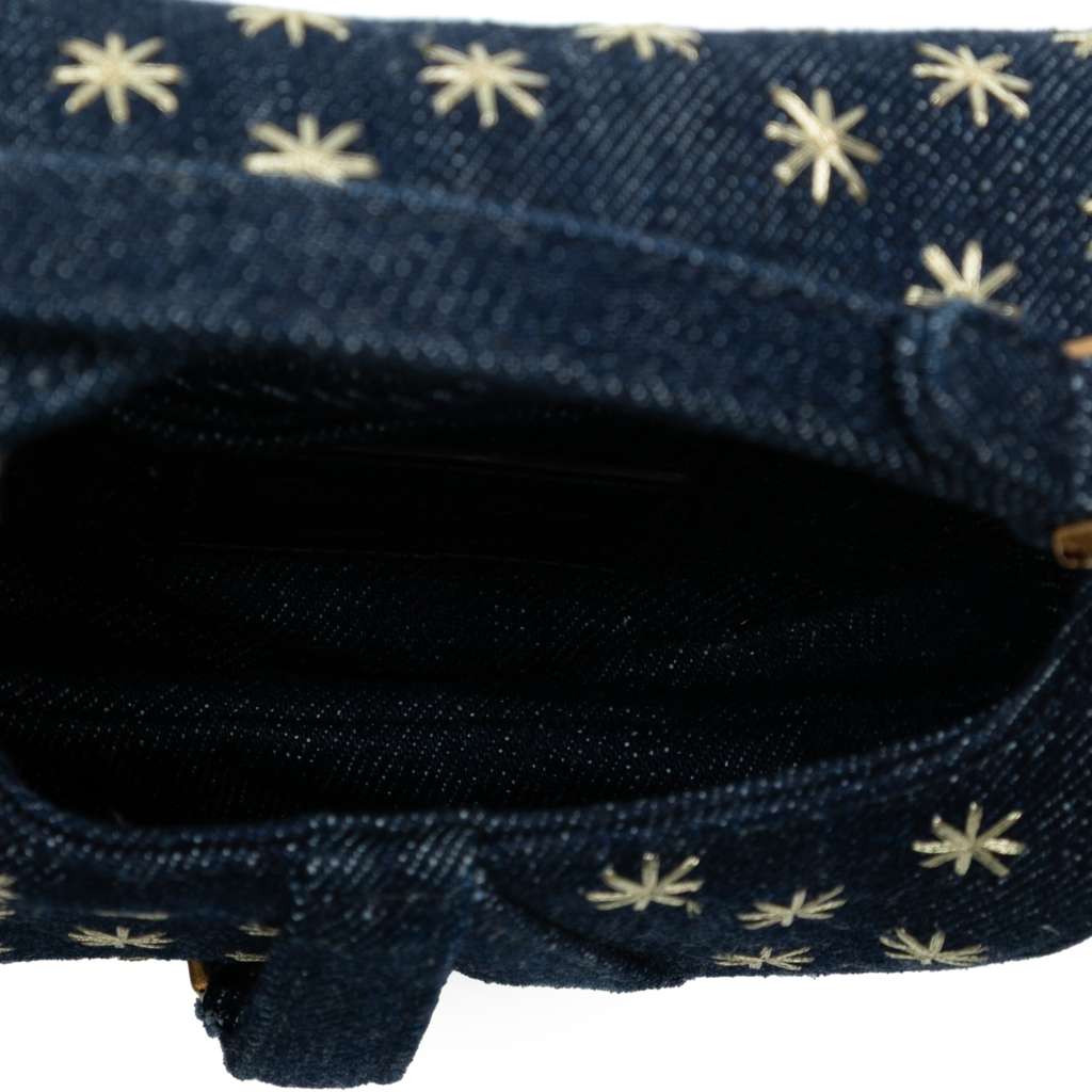 Dior Micro Denim Embroidered Saddle Bag - 4