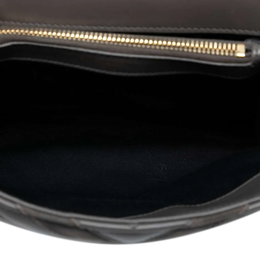 Saint Laurent Medium Calfskin and Suede Chevron Monogram College Satchel Grey Leather Good - Model View