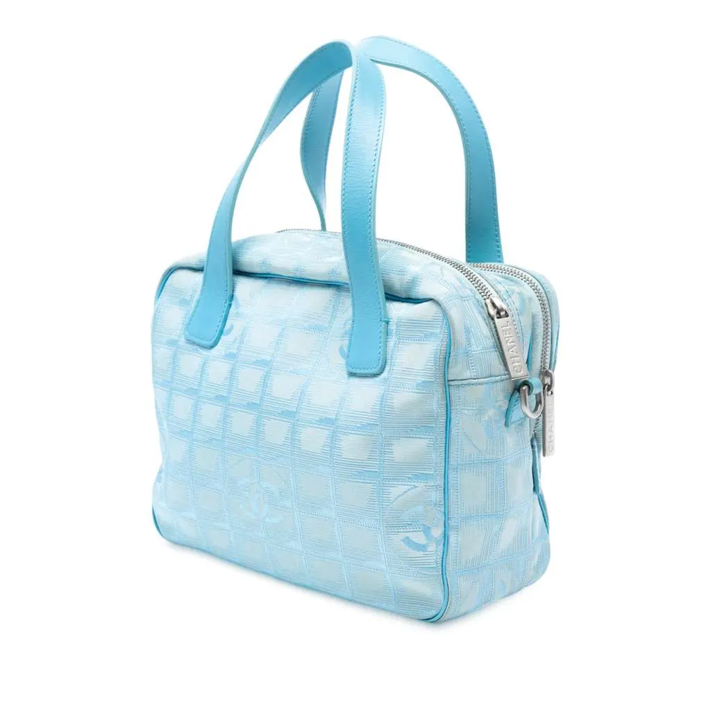 Chanel New Travel Line Nylon Satchel Blue Good - Back View