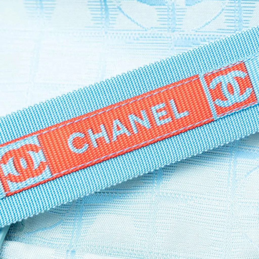 Chanel New Travel Line Nylon Satchel Blue Good - Box View