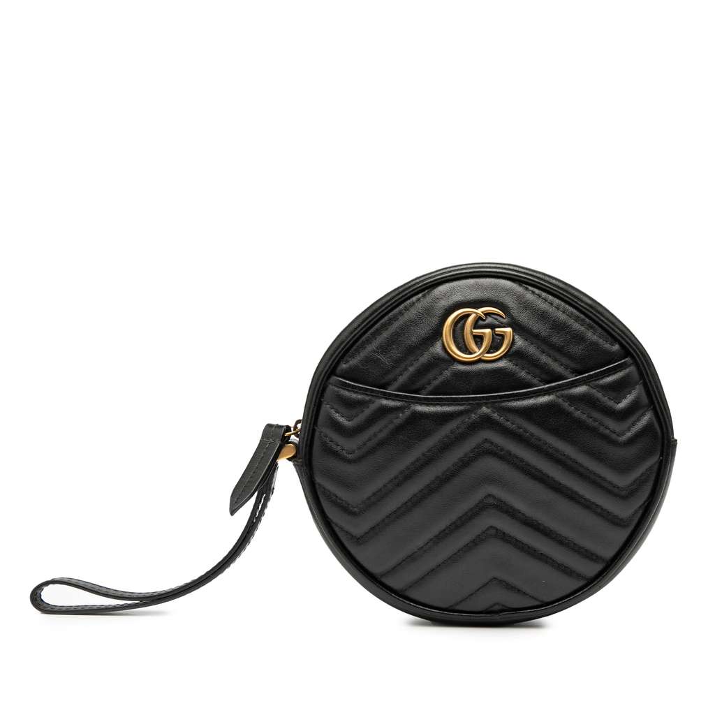 Gucci GG Marmont Matelasse Leather Round Wristlet Clutch