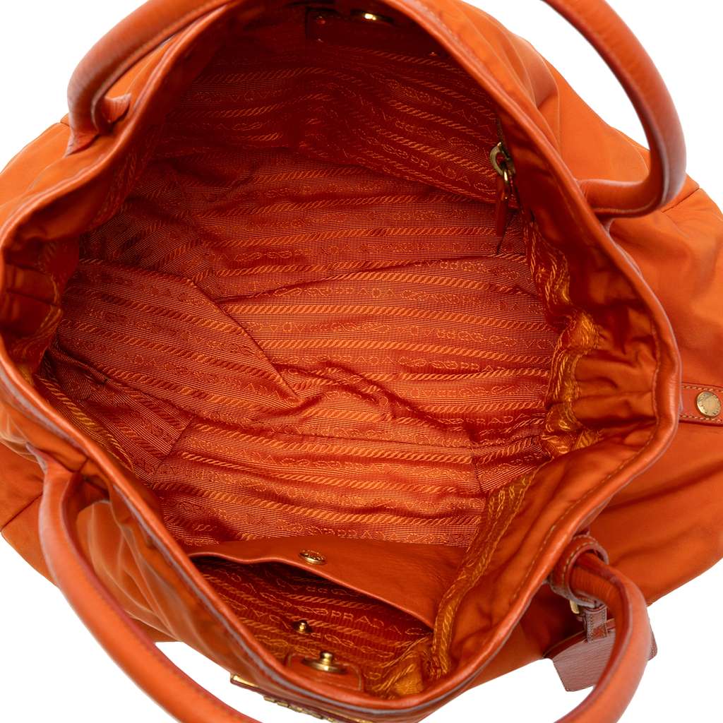 Prada Vitello Daino Trimmed Tessuto Satchel - 4