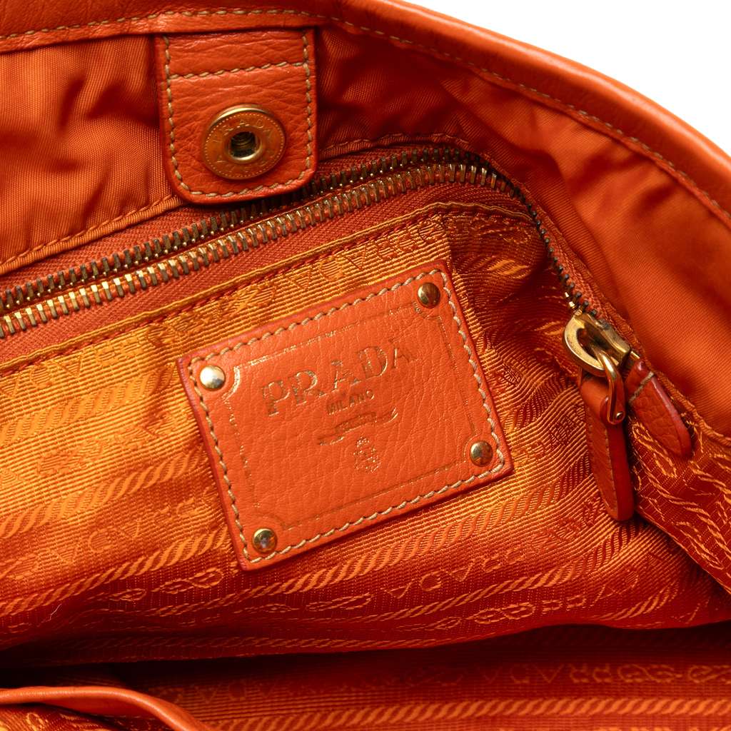 Prada Vitello Daino Trimmed Tessuto Satchel - 5