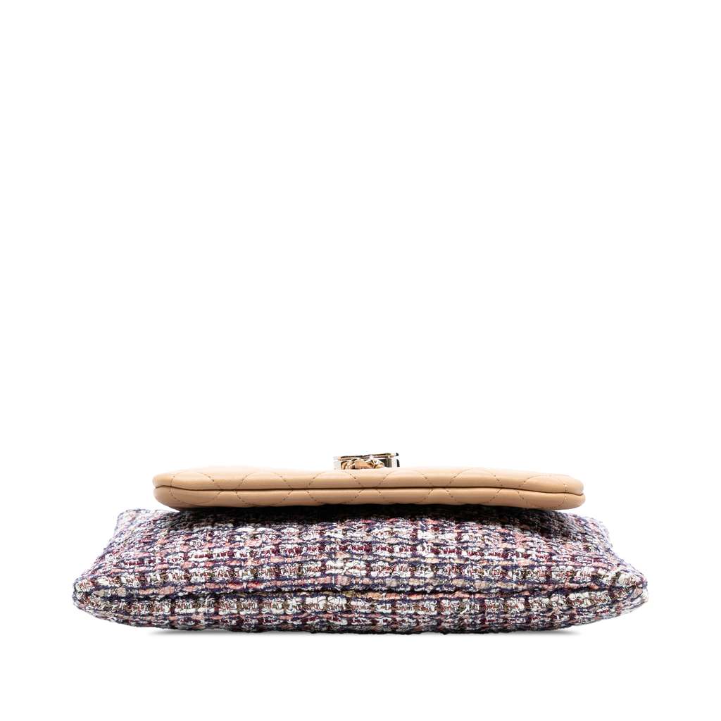 Chanel Quilted Lambskin and Tweed Double Case with Chain - 3