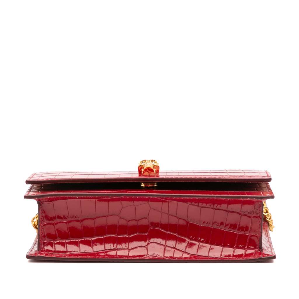 Alexander Mcqueen Small Crocodile Embossed Calfskin Skull Crossbody - 3
