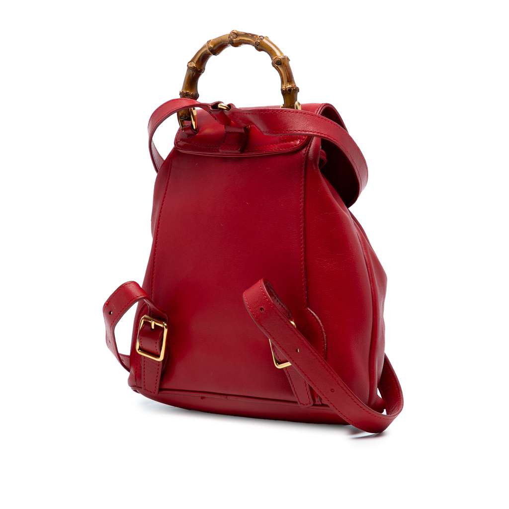 Gucci Leather Bamboo Drawstring Backpack - 2