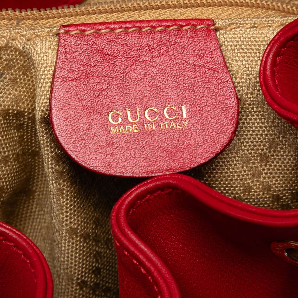 Gucci Leather Bamboo Drawstring Backpack - 5