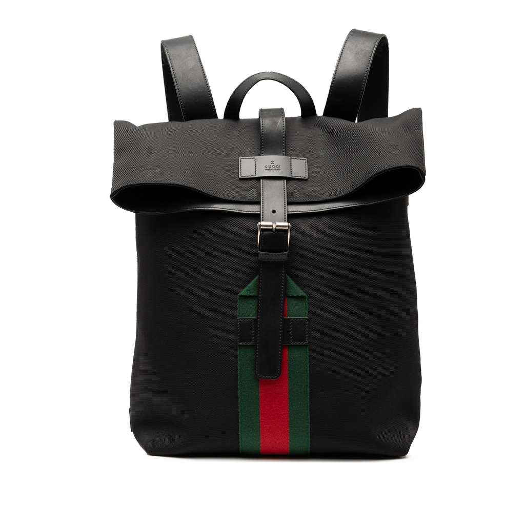 Gucci Canvas Techno Web Fold Over Backpack