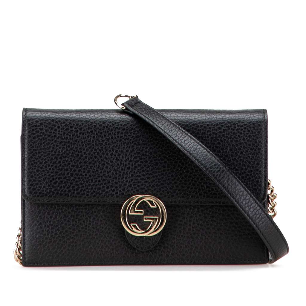 Gucci Leather Interlocking G Dollar Wallet on Chain