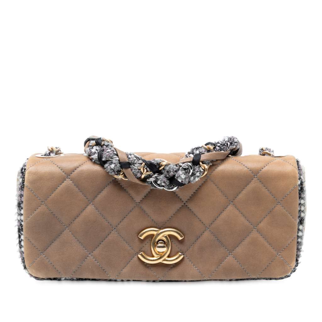 Chanel Small Quilted Lambskin and Tweed Chain Flap